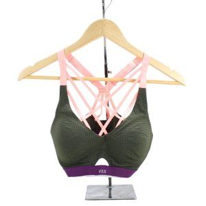 Victoria's Secret Lightweight Cage Front Wireless Sports Bra Olive Green 32D